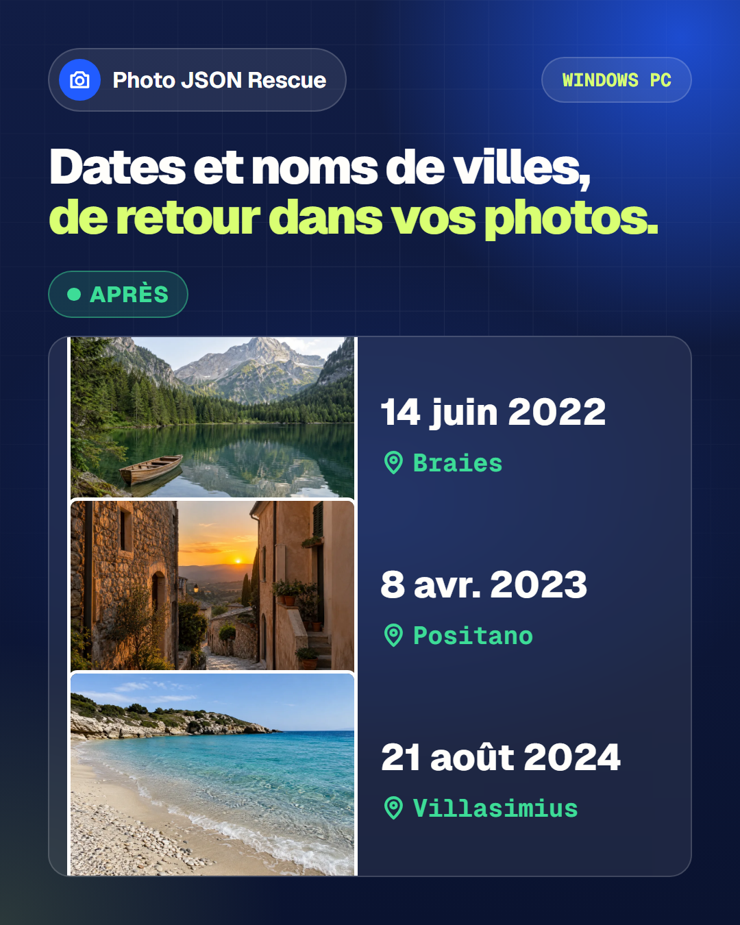 Des photos à nouveau en ordre